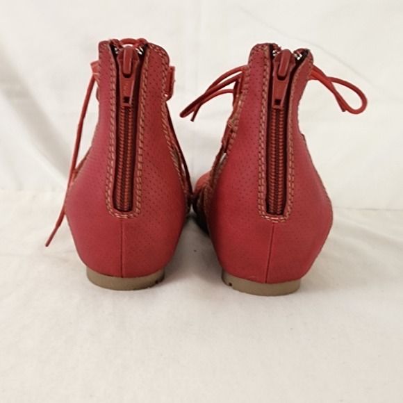 Earth Origins Kendra Red Lace Up Gladiator Sandals Open Toe Wedge 9.5M - Picture 5 of 6